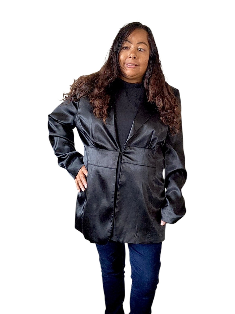 Jessica Black Satin Blazer Jacket Womens Size 16